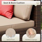 LHBcraft 7-Piece Outdoor Sectional Sofa Set with Beige Cushions