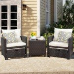 Vongrasig 5 Piece Wicker Patio Set, All-Weather rattan