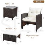 Vongrasig 5 Piece Wicker Patio Set, All-Weather rattan