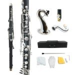 WUQIMUSC Professional Bass Clarinet Low E Bb flat Synthetic wood Body Nickel Plated Keys with Case Rich Sound Musical Instrument Student Clarinet (Low E)