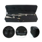WUQIMUSC Professional Bass Clarinet Low E Bb flat Synthetic wood Body Nickel Plated Keys with Case Rich Sound Musical Instrument Student Clarinet (Low E)