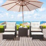 Vongrasig 5 Piece Wicker Patio Set, All-Weather rattan