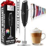 Zulay Double Whisk Handheld Milk Frother - Black