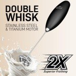 Zulay Double Whisk Handheld Milk Frother - Black