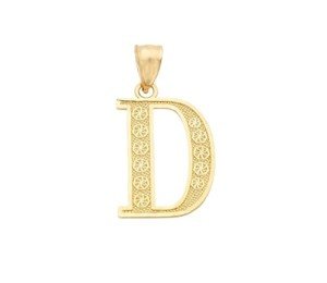 10K Gold Diamond Cut Initial Charm Pendant (Large)