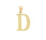 10K Gold Diamond Cut Initial Charm Pendant (Large)