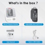 Blood Pressure Machine Upper Arm Large Cuff, Automatic Blood Pressure Monitors & Pulse Rate Monitor Meter with LCD Display 198 Sets Memory Adjustable BP Cuff 8.7-16.5in, USB or Battery Power by weony