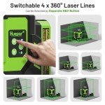 Huepar 4x360 Green Beam Laser Level for Tiling