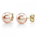 14K Gold AAAA Quality Peach Freshwater Pearl Earrings
