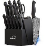 15-Piece Kitchen Knife Set with Built-in Sharpener Block