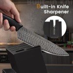15-Piece Kitchen Knife Set with Built-in Sharpener Block