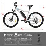 5TH WHEEL Mate Electric Bike for Adults with 1000W Peak Motor and 468WH Removable Battery Ebike, Color LCD Display Commuting Electric Mountain Bike with 7-Speed and Front Suspension