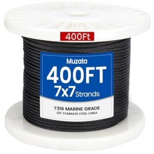 400ft 1/8" Black Stainless Steel Cable Rope for DIY Balustrade
