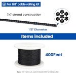 400ft 1/8" Black Stainless Steel Cable Rope for DIY Balustrade