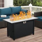 45" Steel Gas Fire Pit Table with Glass Beads