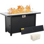 45" Steel Gas Fire Pit Table with Glass Beads