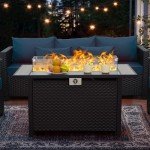 45" Steel Gas Fire Pit Table with Glass Beads