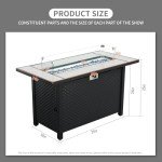 45" Steel Gas Fire Pit Table with Glass Beads
