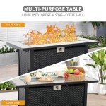 45" Steel Gas Fire Pit Table with Glass Beads