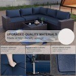 Kullavik 6PCS Outdoor Patio Sectional Sofa Set, Navy Blue