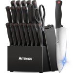 21-Piece Astercook Kitchen Knife Set with Sharpener Block