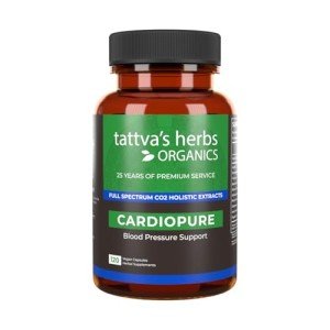 Tattva's Herbs Cardiopure Blood Pressure Support -120 Ct. 500 mg, Rauwolfia & Arjuna Full Spectrum Co2 Extracts, Veggie Capsules from
