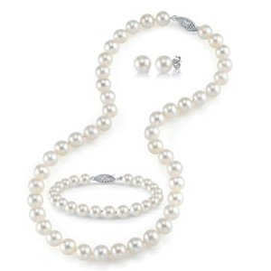 14K Gold Pearl Jewelry Set - Freshwater Pearls, 7.0-8.0mm