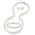 14K Gold Pearl Jewelry Set - Freshwater Pearls, 7.0-8.0mm