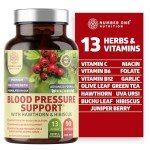 N1N Premium Blood Pressure Support with Hawthorn and Hibiscus [13 Potent Ingredients], Natural Supplement to Support Cardiovascular & Circulatory Health, 90 Caps