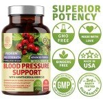 N1N Premium Blood Pressure Support with Hawthorn and Hibiscus [13 Potent Ingredients], Natural Supplement to Support Cardiovascular & Circulatory Health, 90 Caps