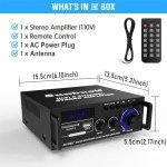 Sunbuck Stereo Amplifier Bluetooth 5.0, 2 Channel 300Wx2