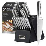 McCook® German Stainless Steel Kitchen Knife Set, Built-in Sharpener