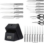 McCook® German Stainless Steel Kitchen Knife Set, Built-in Sharpener