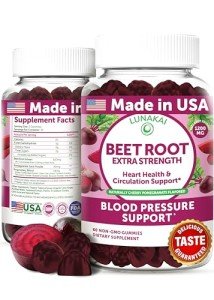 Lunakai Beet Root Gummies with Proprietary Antioxidant Blend - Heart & Circulation Support, Delicious Non-GMO Beet Chews for High Blood Pressure, 60ct