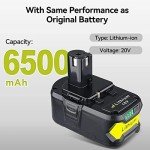 2-Pack 6.5Ah P108 Battery for Ryobi 18V