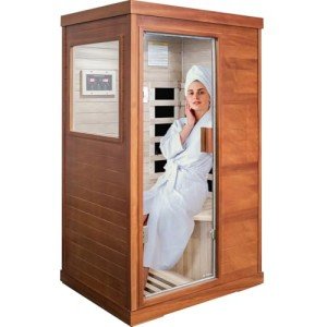 OUTEXER Far Infrared Sauna Home Sauna Spa Room Low-EMF Canadian Hemlock Wood 800W Indoor Saunas with Control Panel and Tempered Glass Door, Room:35.2 * 27.6 * 61.6Inch