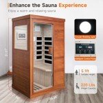 OUTEXER Far Infrared Sauna Home Sauna Spa Room Low-EMF Canadian Hemlock Wood 800W Indoor Saunas with Control Panel and Tempered Glass Door, Room:35.2 * 27.6 * 61.6Inch