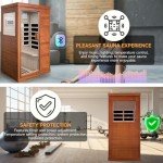 OUTEXER Far Infrared Sauna Home Sauna Spa Room Low-EMF Canadian Hemlock Wood 800W Indoor Saunas with Control Panel and Tempered Glass Door, Room:35.2 * 27.6 * 61.6Inch
