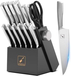 imarku 14PCS Knife Set with Block - Stainless Steel Kitchen Knives
