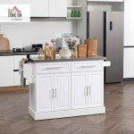 HOMCOM Rolling Kitchen Island with Stainless Steel Top