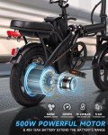 APYEAR Electric Bike for Adults,Electric Bicycle with 48V 12Ah Removable Battery,14" Folding Ebike, 20MPH Commuting Electric Bike, High Brushless Gear Motor