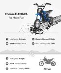 ELEMARA Kids Electric Dirt Bike with Bluetooth & Music