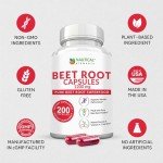 Beet Root Capsules - 1200mg Per Serving - 200 Beet Root Powder Capsules - Beetroot Powder Supports Blood Pressure, Athletic Performance, Digestive, Immune System (Pure, Non-GMO & Gluten Free