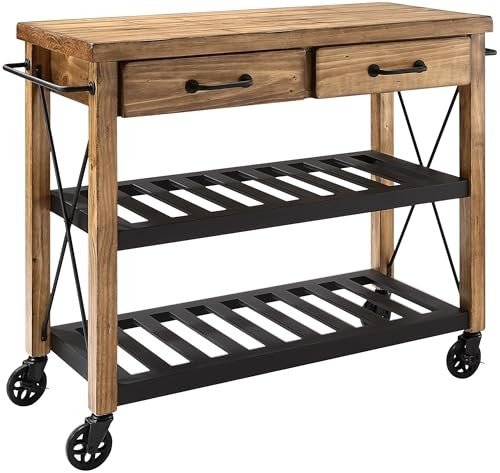 Industrial Rolling Kitchen Cart - Natural Finish by Crosley