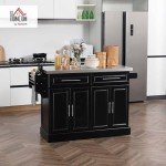 HOMCOM Rolling Kitchen Island with Stainless Steel Top