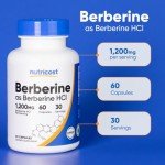 Berberine HCl 600mg, 60 Veg Caps - Gluten-Free
