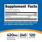 Nutricost Magnesium+ 420mg - 240 Capsules, 120 Servings