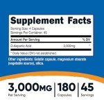 Nutricost D-Aspartic Acid Capsules - 3000mg (180 count)