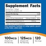 12-month supply Nutricost Vitamin K2 + D3 Softgels