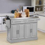 Portable Rolling Kitchen Island Cart with Stainless Steel Top